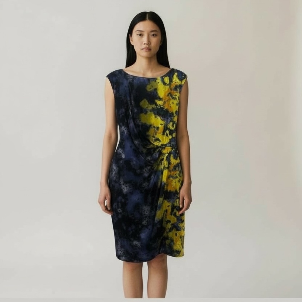Suzy Chin for Maggy Boutique silk contemporary bold abstract print dress size 4